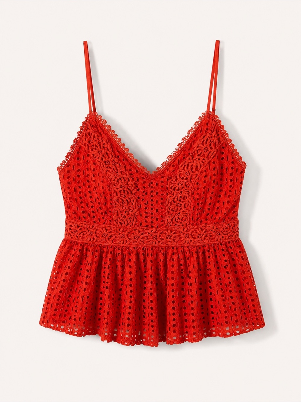 Japna Orange Eyelet Crochet Peplum Cami Tank | Large | 100% Cotton - Picture 15 of 15